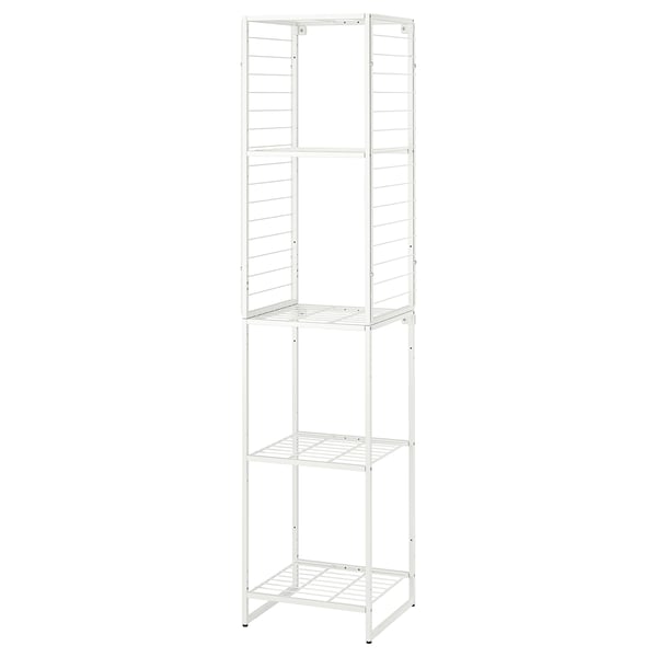JOSTEIN shelving unit with grid, in/outdoor/wire white, 42x40x180 cm