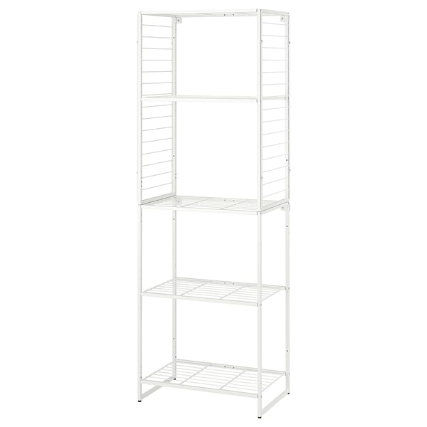 JOSTEIN shelving unit with grid, in/outdoor/wire white, 62x40x180 cm