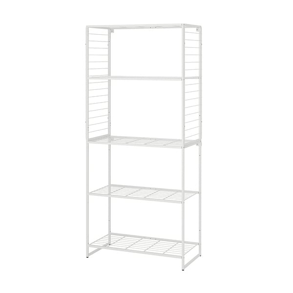 JOSTEIN shelving unit with grid, in/outdoor/wire white, 82x40x180 cm