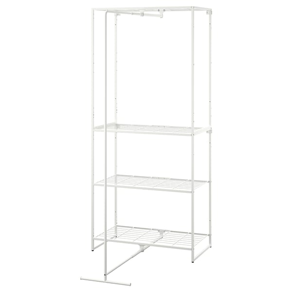 JOSTEIN shelving unit with drying rack, in/outdoor/wire white, 81x53/117x180 cm