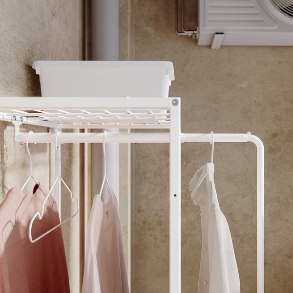 JOSTEIN shelving unit with drying rack, in/outdoor/wire white, 61x53/117x180 cm