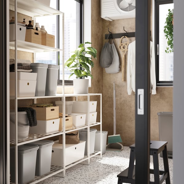 JOSTEIN shelving unit, in/outdoor/white, 182x40x180 cm