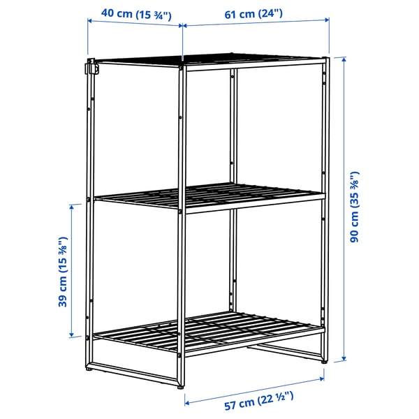 JOSTEIN - Shelving unit, in / outdoor / white metal wire,61x40x90 cm