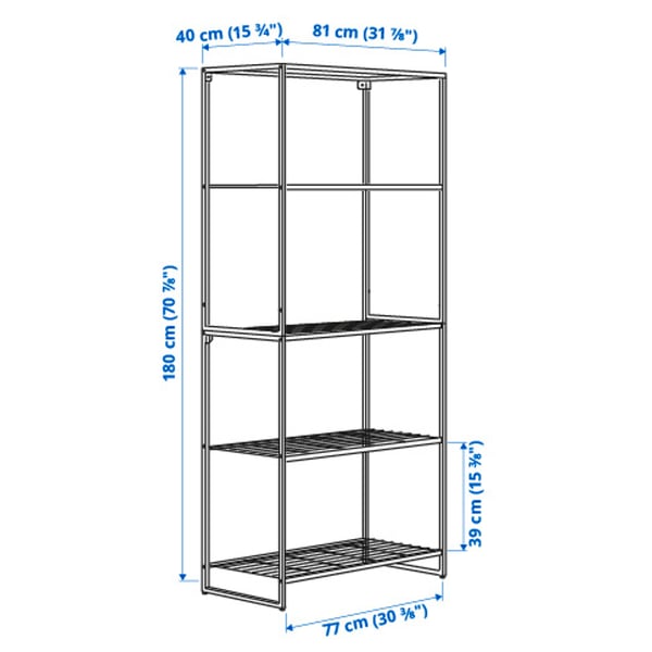 JOSTEIN shelving unit, in/outdoor/wire white, 81x40x180 cm