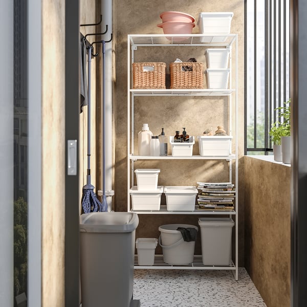 JOSTEIN shelving unit, in/outdoor/wire white, 81x40x180 cm