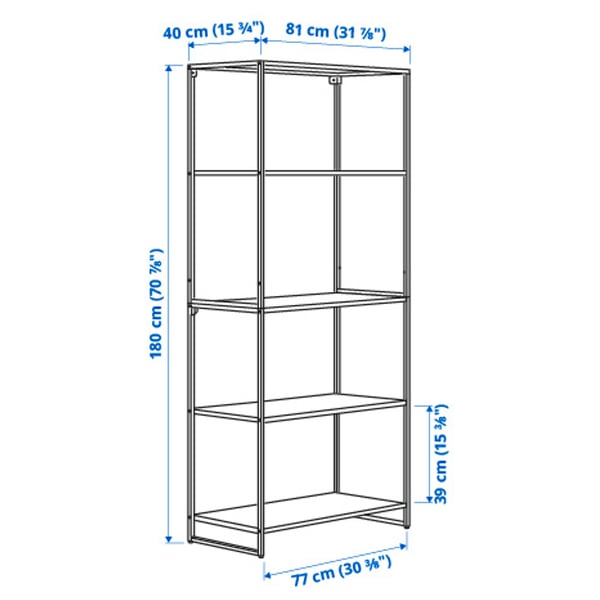 JOSTEIN shelving unit, in/outdoor/metal white, 81x40x180 cm