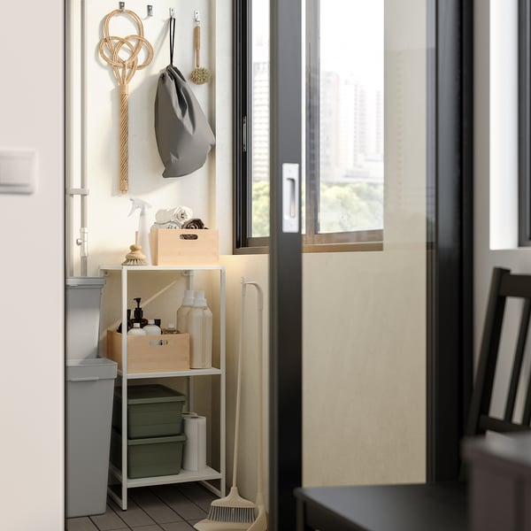 JOSTEIN - Shelving unit, in / outdoor / white metal,41x40x90 cm , 41x40x90 cm