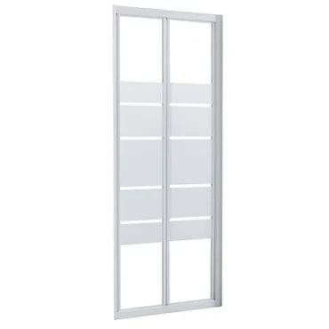 Bricocenter FOLDING DOOR ESSENTIAL SENSEA L 70 H 185 CM SCREEN PRINTED GLASS 4 MM WHITE PROFILES
