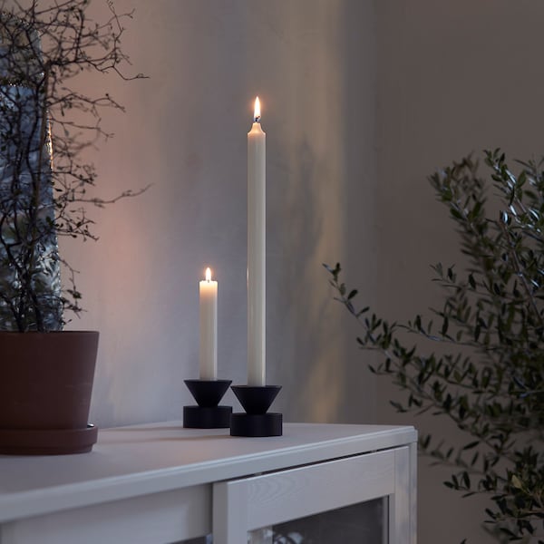 JUBLA unscented candle, white, 22 mm, 8 pack