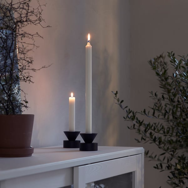 JUBLA unscented candle, white, 22 mm, 8 pack