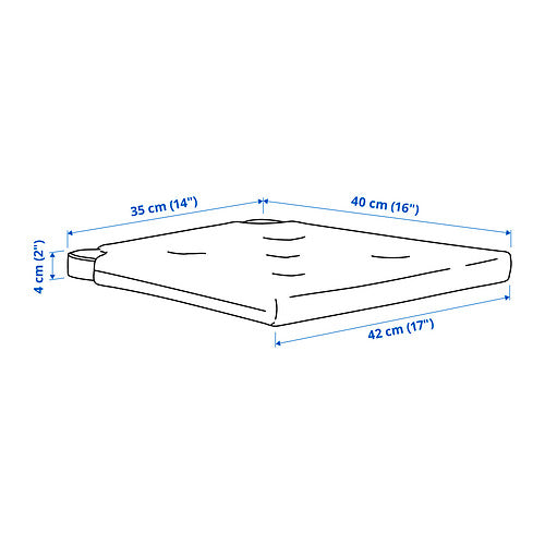 JUSTINA chair pad, black, 42/35x40x4 cm