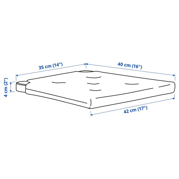 JUSTINA chair pad, black, 42/35x40x4 cm