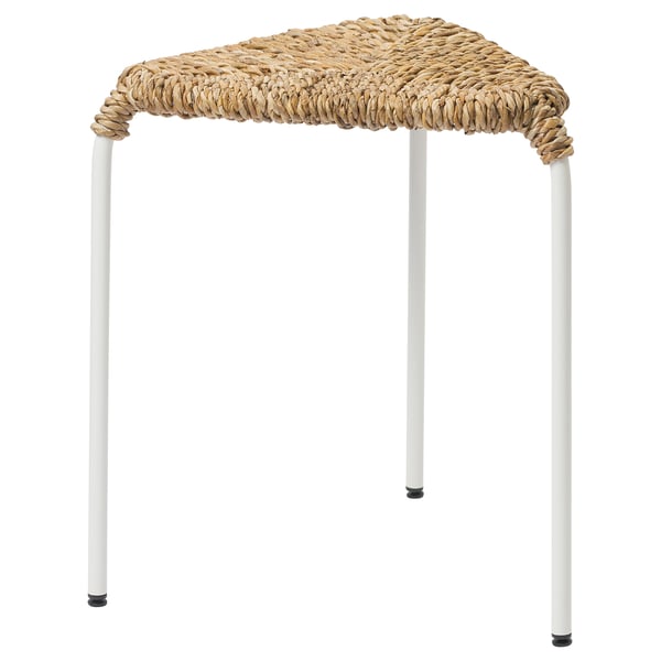 JUTEBODA stool, natural/white, 37x45x37 cm