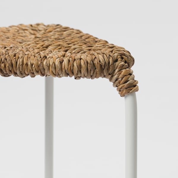 JUTEBODA stool, natural/white, 41x45x37 cm