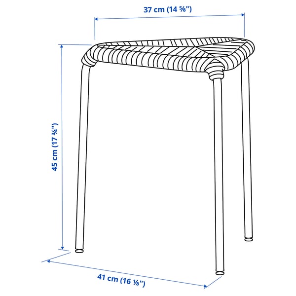 JUTEBODA stool, natural/white, 41x45x37 cm