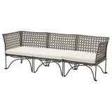 JUTHOLMEN 3-seat modular sofa, outdoor, dark grey/Kuddarna light grey-beige, 210x71x73 cm