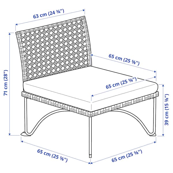 Ikea JUTHOLMEN - Garden armchair, dark gray/Kuddarna light gray-beige,65x73x71 cm