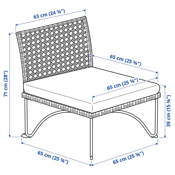 JUTHOLMEN - Garden armchair, dark gray/Kuddarna light gray-beige,65x73x71 cm