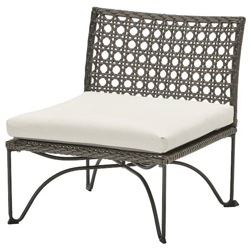 JUTHOLMEN - Garden armchair, dark gray/Kuddarna light gray-beige,65x73x71 cm