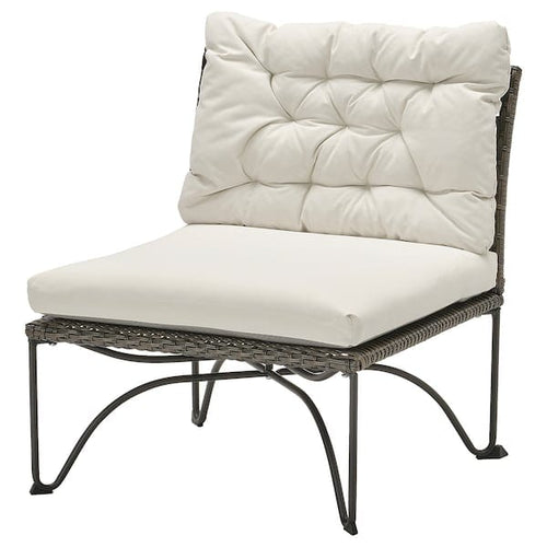 JUTHOLMEN - Garden armchair, dark gray/Kuddarna light gray-beige,65x73x83 cm