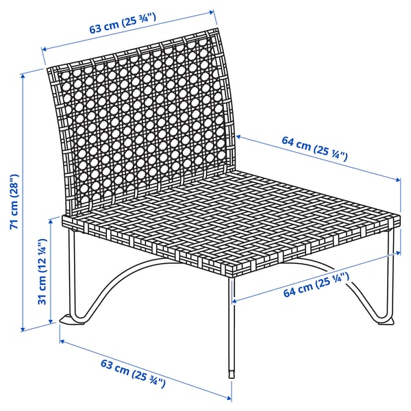 JUTHOLMEN one-seat section, outdoor, dark grey-brown, 64x71x74 cm