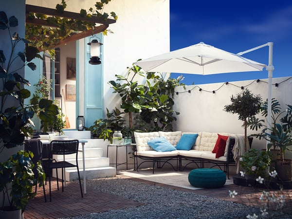 JUTHOLMEN corner section, outdoor, dark grey-brown, 73x71x73 cm