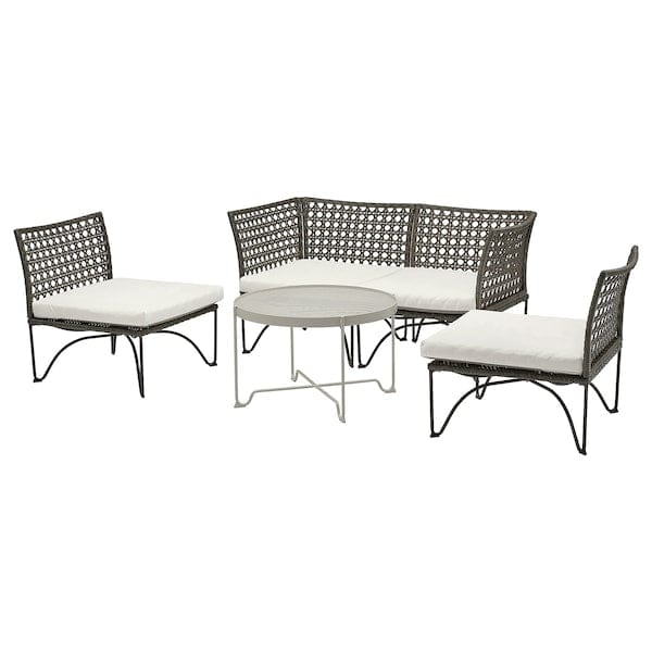 Ikea JUTHOLMEN - 4-seater garden set, dark gray/Kuddarna light gray-beige