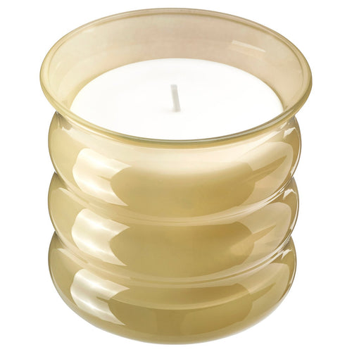 JUVELTRAST scented candle in glass, Vanilla light yellow, 10 cm