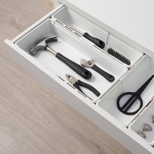 KACKLA extendable box, white, 25-38x19 cm