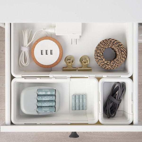 Ikea KACKLA - Extendable box, white, 25-38x19 cm