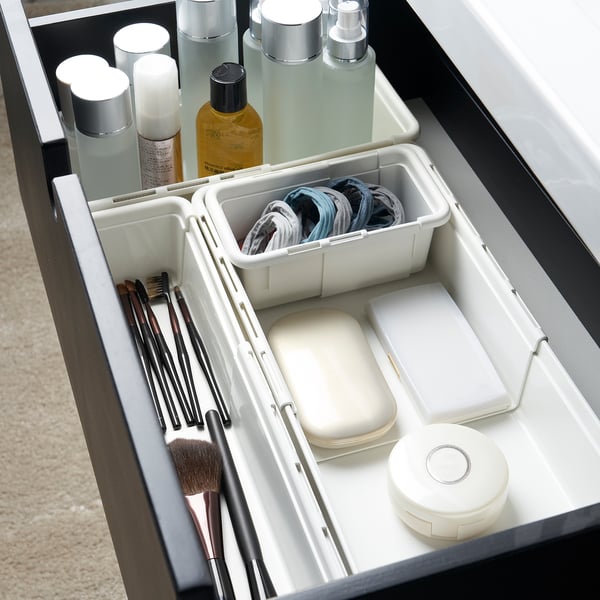 KACKLA extendable box, white, 25-38x19 cm