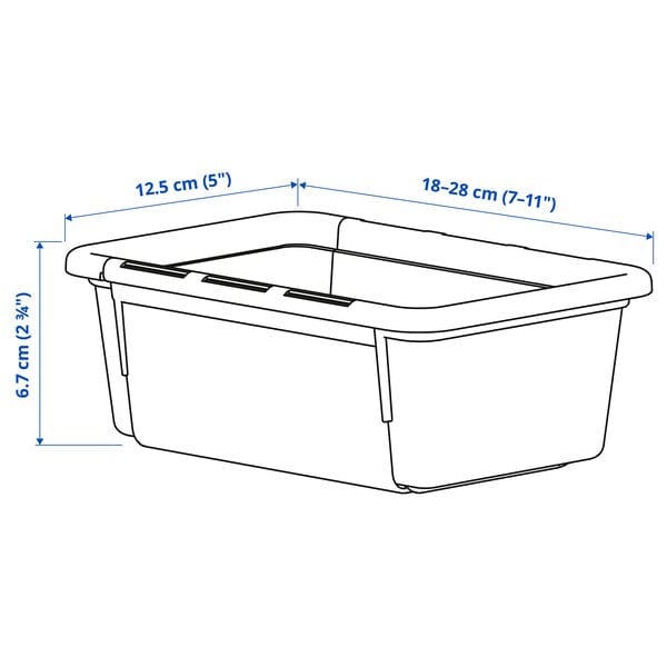 Ikea KACKLA - Extendable box, white, 18-28x13 cm