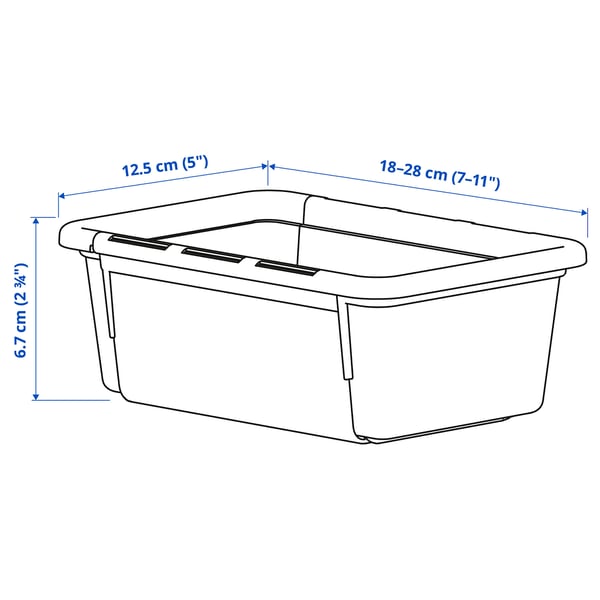 KACKLA extendable box, white, 18-28x13 cm