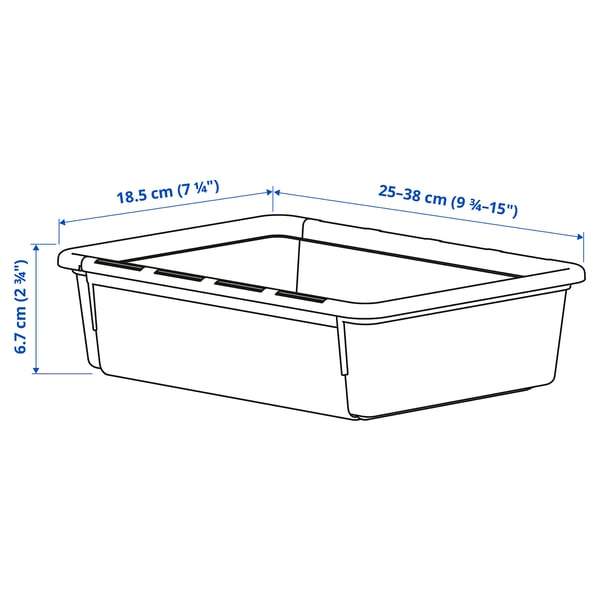 KACKLA extendable box, white, 25-38x19 cm