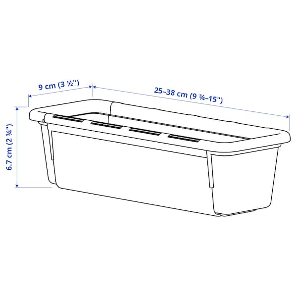 Ikea KACKLA - Extendable box, white, 25-38x9 cm