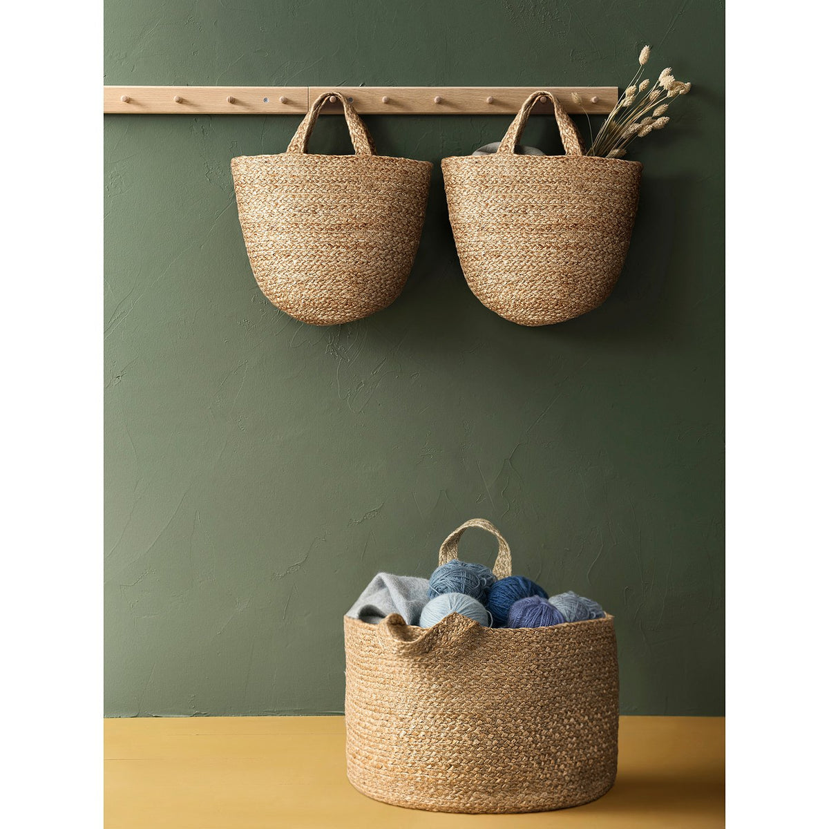KÄLKEN hanging basket, jute, 30x28x15 cm