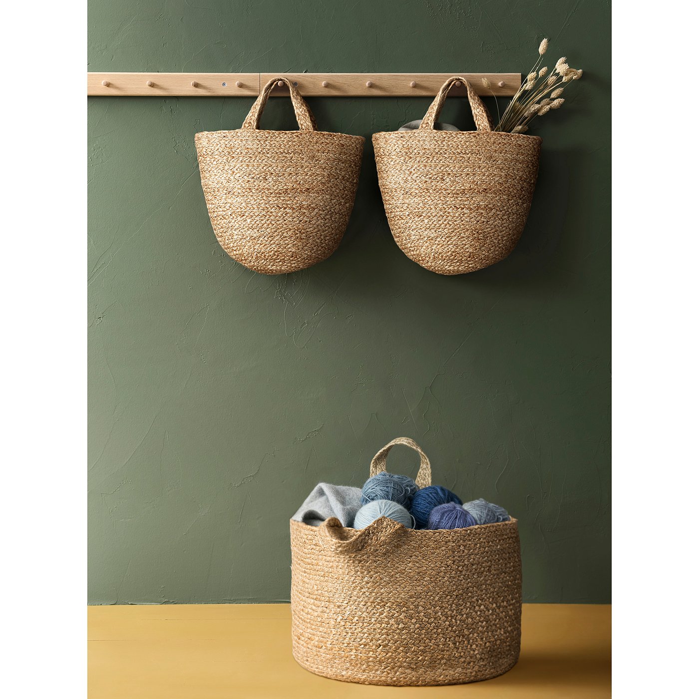 KÄLKEN hanging basket, jute, 30x28x15 cm
