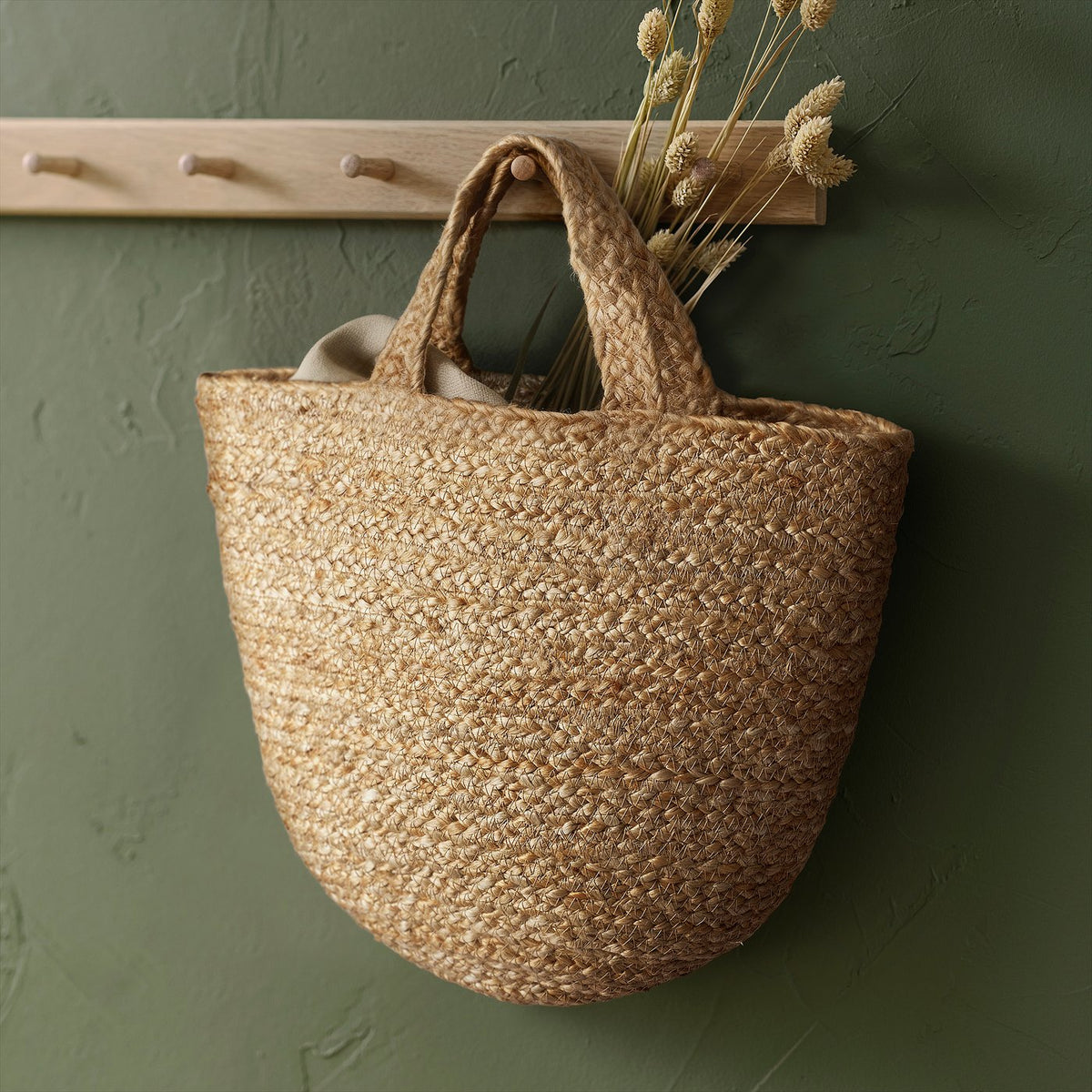 KÄLKEN hanging basket, jute, 30x28x15 cm