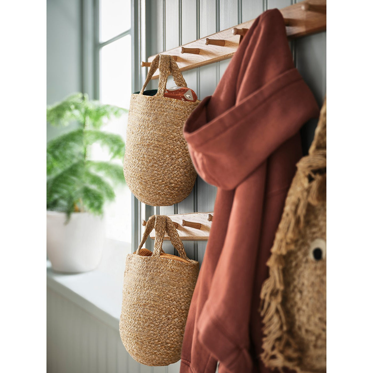 KÄLKEN hanging basket, jute, 30x28x15 cm