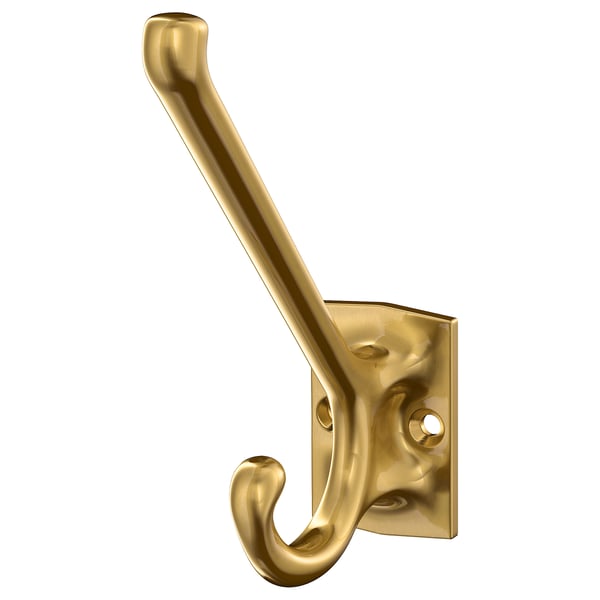 KÄMPIG hook, brass-colour, 4x15x11 cm