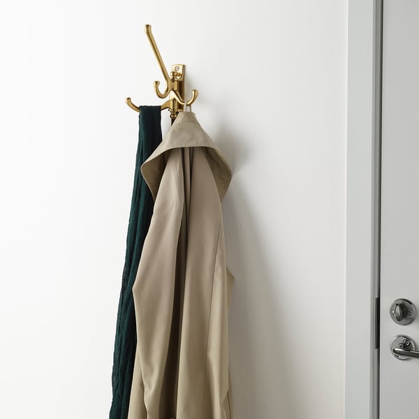KÄMPIG 3-armed swivel hook, brass-colour, 13.5x21x13.5 cm
