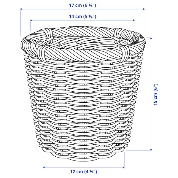 KAKTUSFIKON - Plant pot, rattan, 12 cm