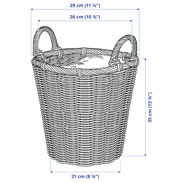 KAKTUSFIKON - Plant pot, rattan, 24 cm