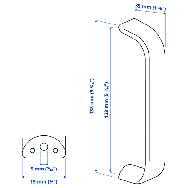 KALERUM - KALERUM Handle, stainless steel colour, 138 mm