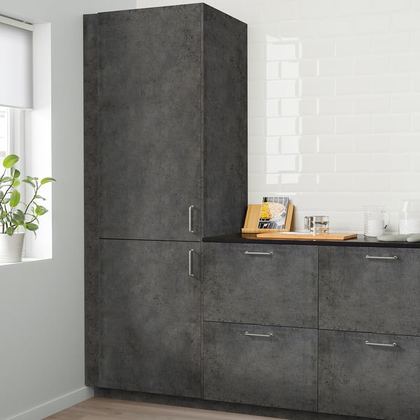 KALHYTTAN door, dark grey concrete effect, 60x60 cm
