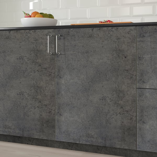 KALHYTTAN door, dark grey concrete effect, 60x60 cm