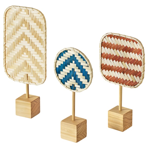 KALKKÄRR - KALKKÄRR Decoration set of 3, bamboo/pine