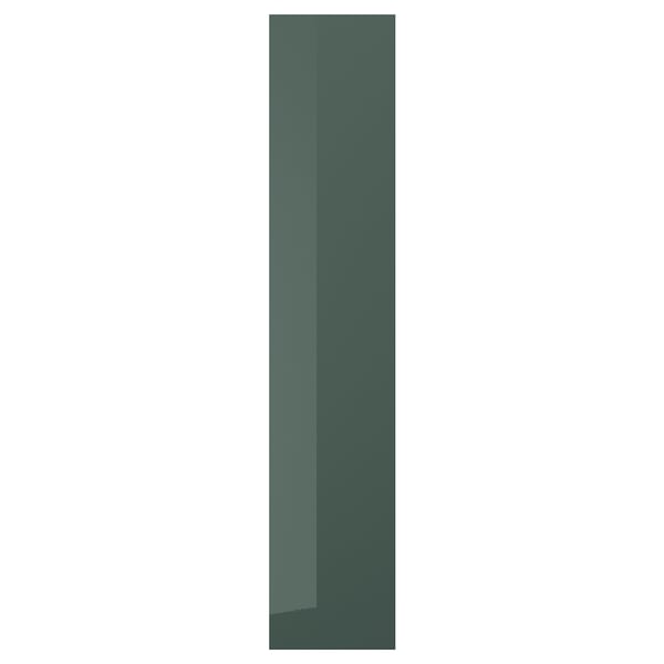 KALLARP door, high-gloss dark grey-green, 40x200 cm