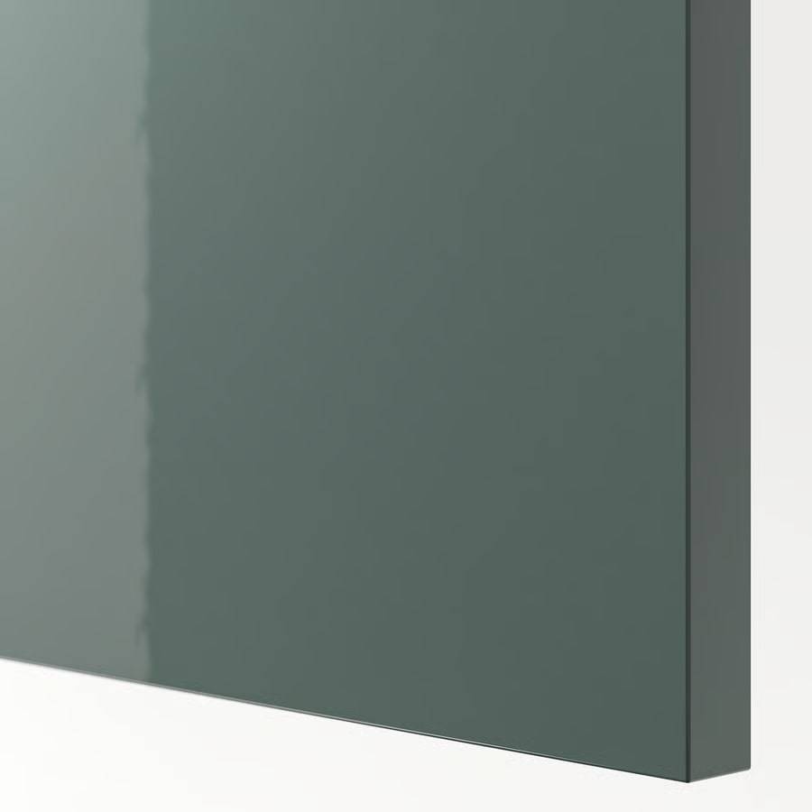 KALLARP door, high-gloss dark grey-green, 20x80 cm