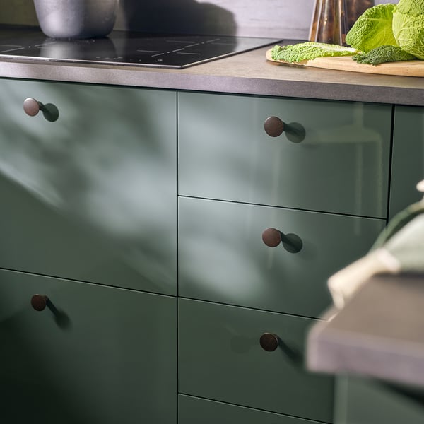 KALLARP drawer front, high-gloss dark grey-green, 80x10 cm, 2 pack